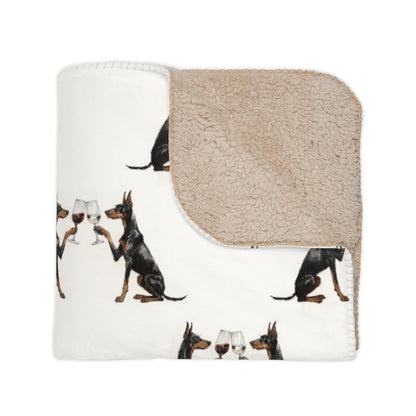 Happy Hour Doberman Sherpa Blanket