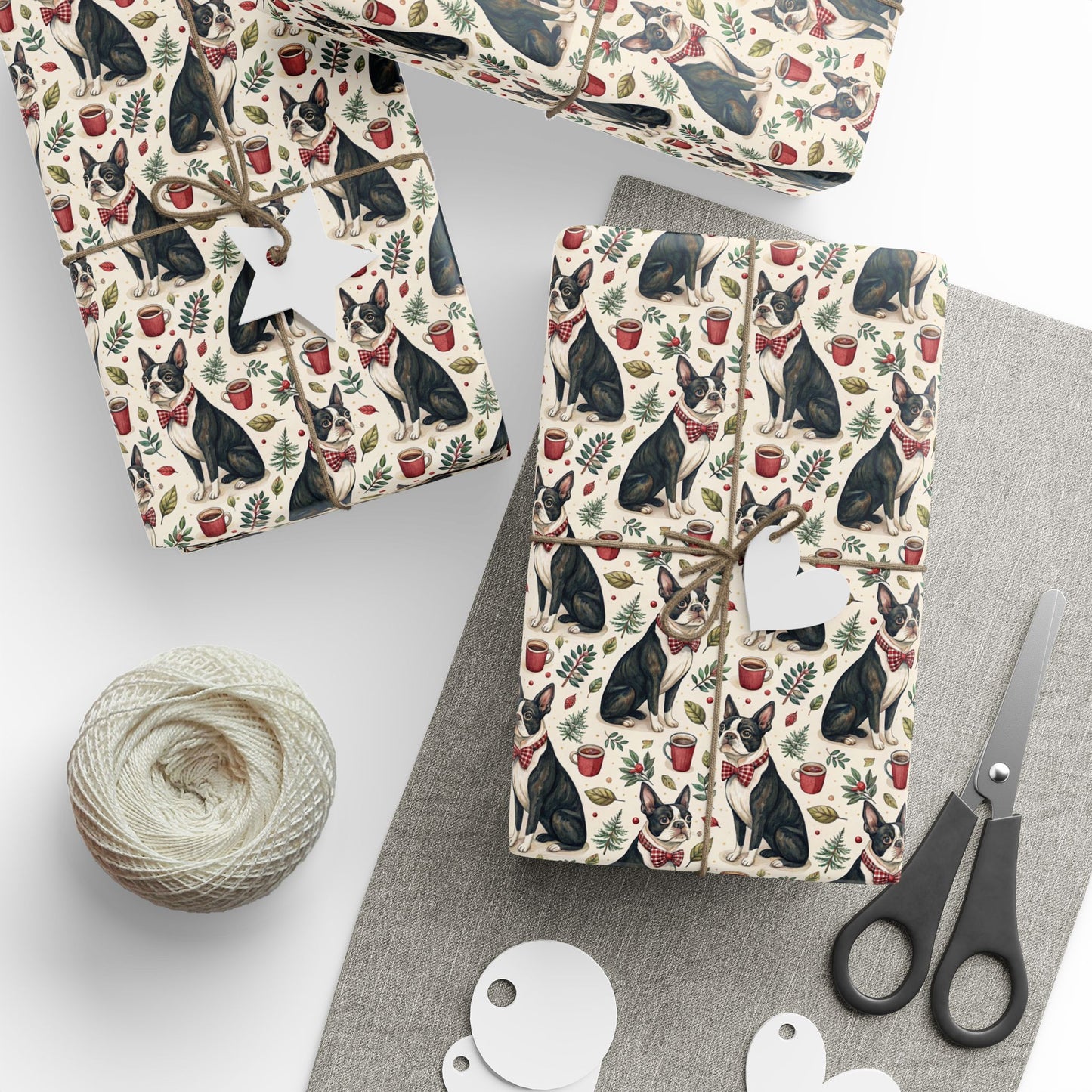 Dapper Boston Terrier Christmas Wrapping Paper