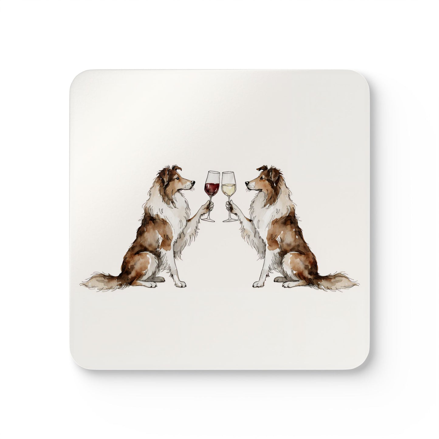 Happy Hour Collie Coaster Set