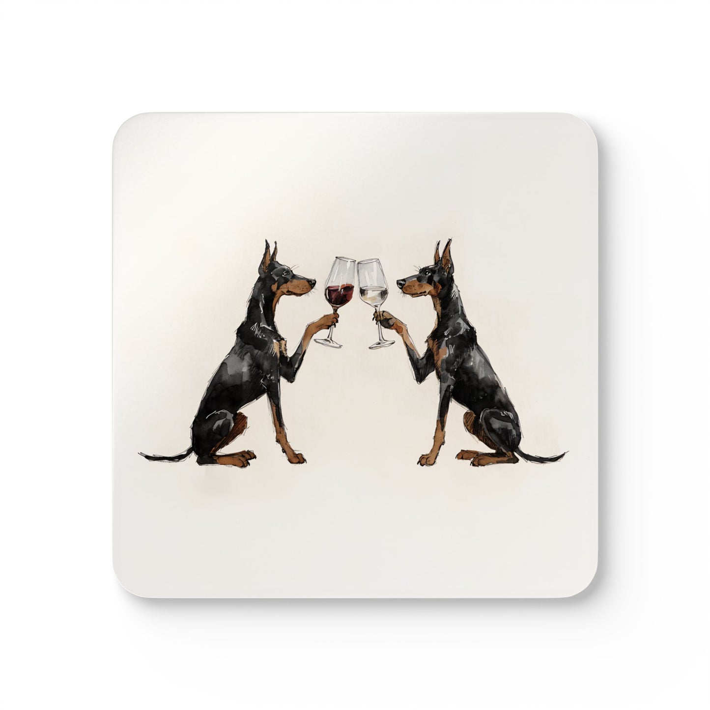 Happy Hour Doberman Coaster Set