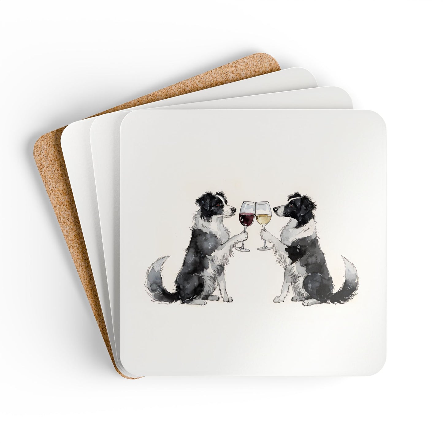 Happy Hour Border Collie Coaster Set