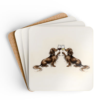 Happy Hour Long-Haired Dachshund Coaster Set