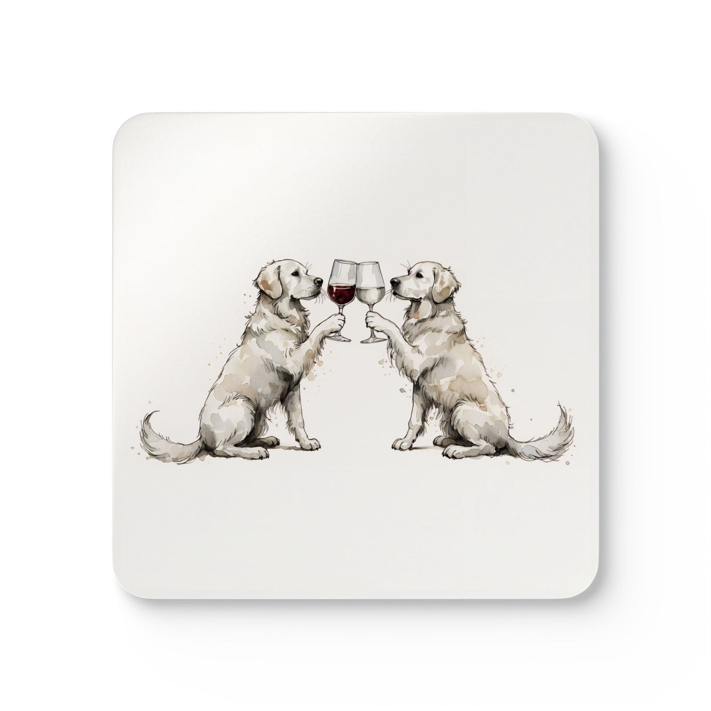 Happy Hour English Cream Golden Retriever Coaster Set