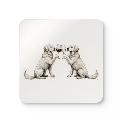 Happy Hour English Cream Golden Retriever Coaster Set