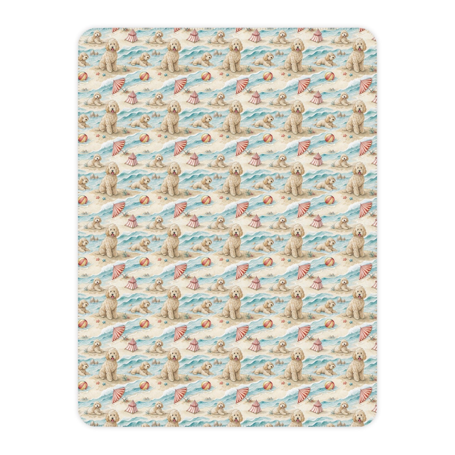 Goldendoodle Beach Day Sherpa Blanket