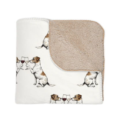 Happy Hour Jack Russell Terrier Sherpa Blanket
