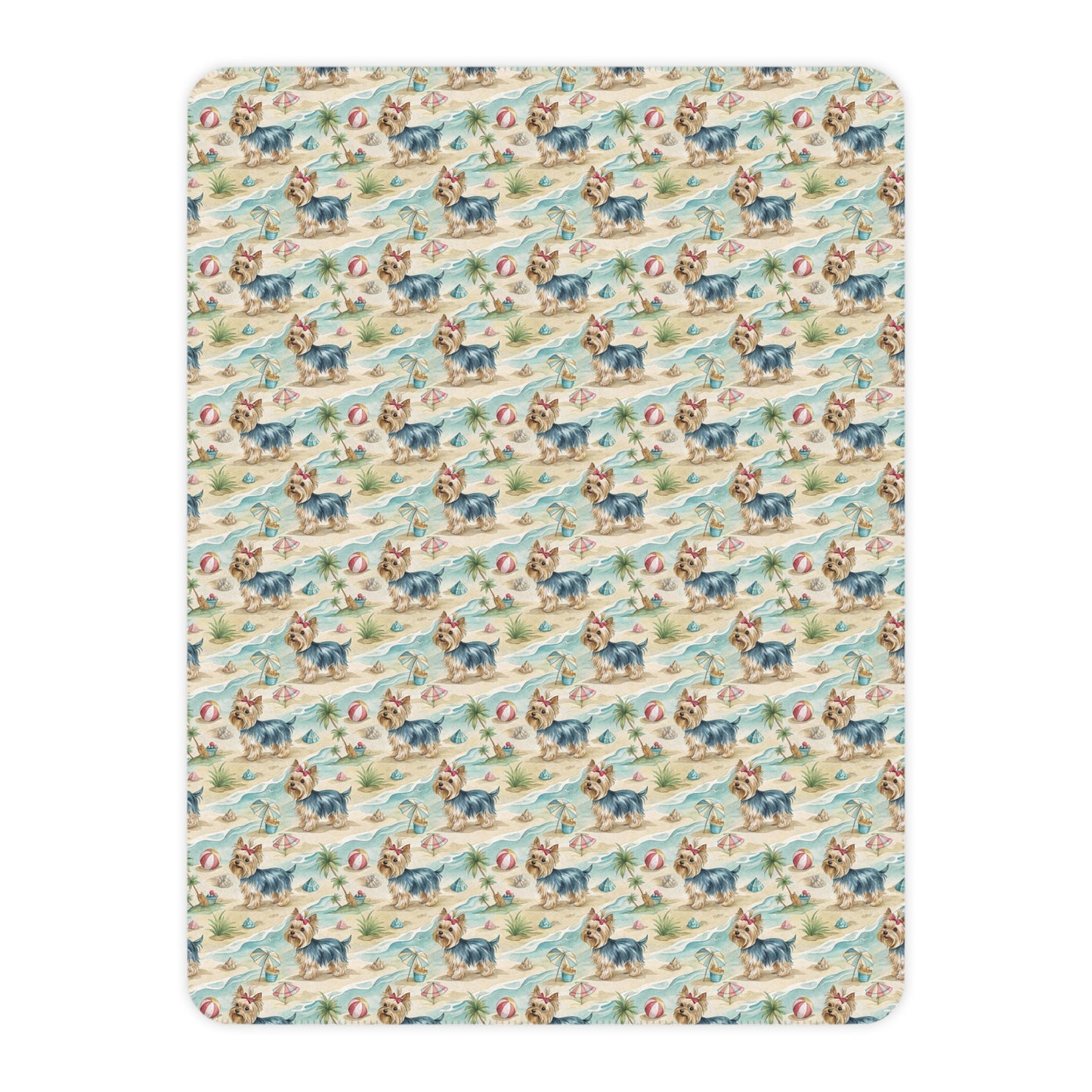 Yorkshire Terrier Beach Day Sherpa Blanket