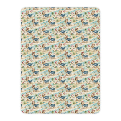 Yorkshire Terrier Beach Day Sherpa Blanket