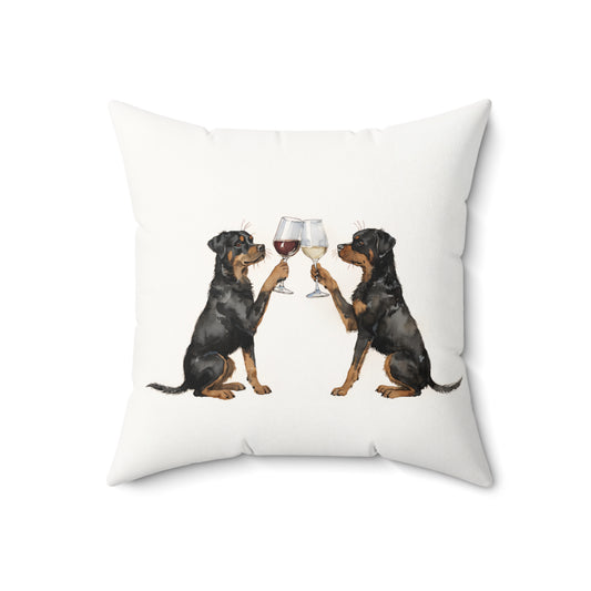 Happy Hour Rottweiler Throw Pillow