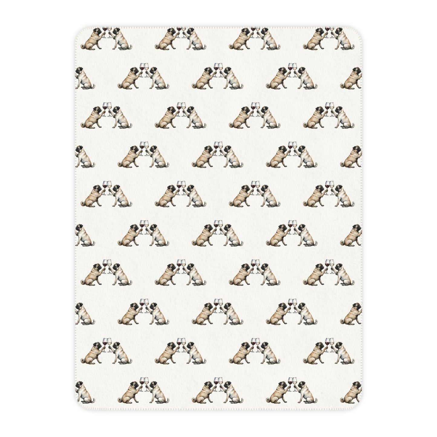 Happy Hour Pug Sherpa Blanket