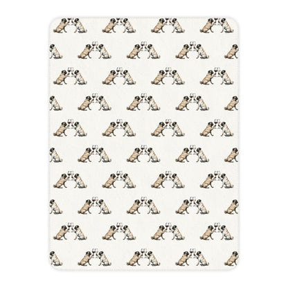 Happy Hour Pug Sherpa Blanket