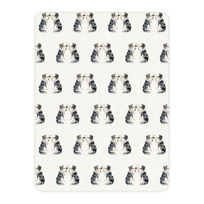 Happy Hour Australian Shepherd Sherpa Blanket