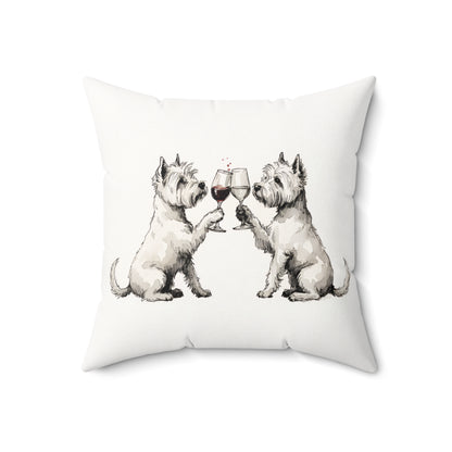 Happy Hour Westie Throw Pillow