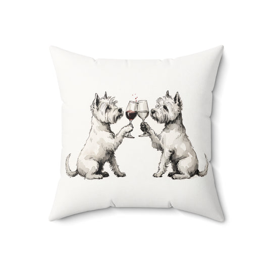 Happy Hour Westie Throw Pillow