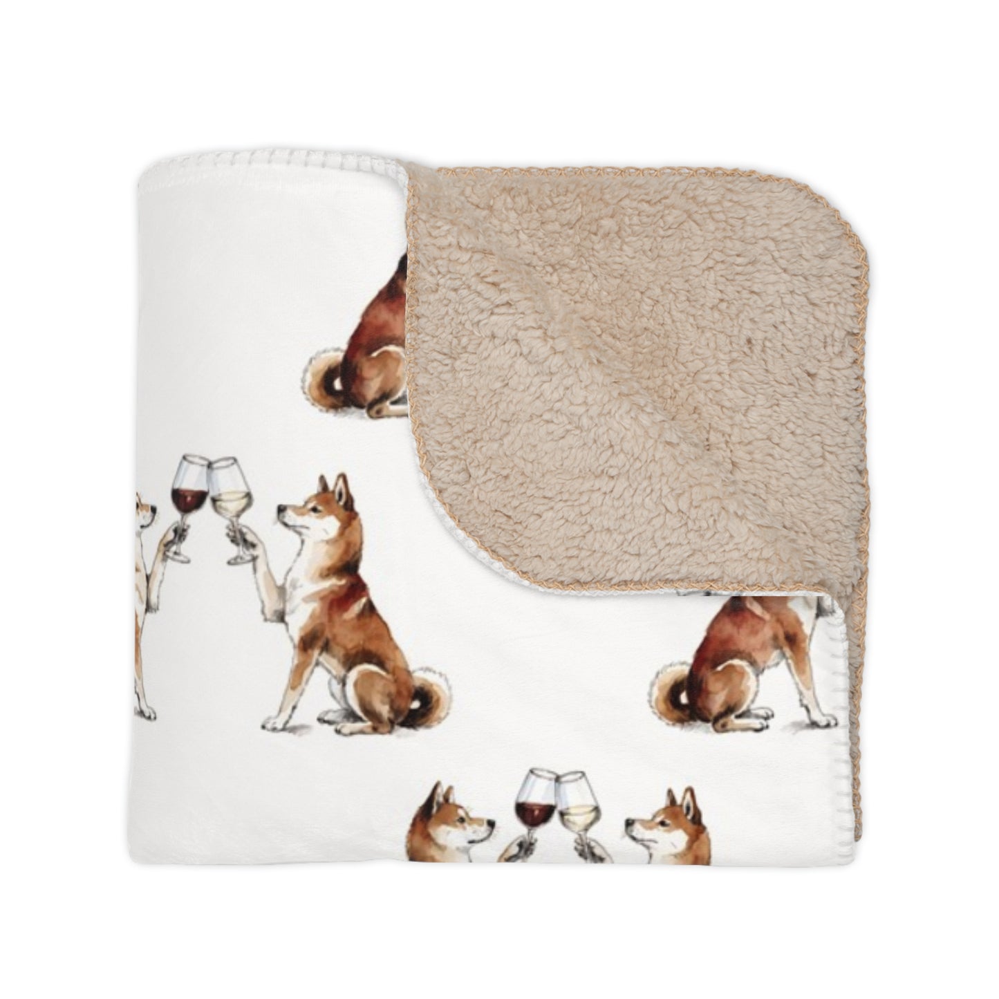 Happy Hour Shiba Inu Sherpa Blanket