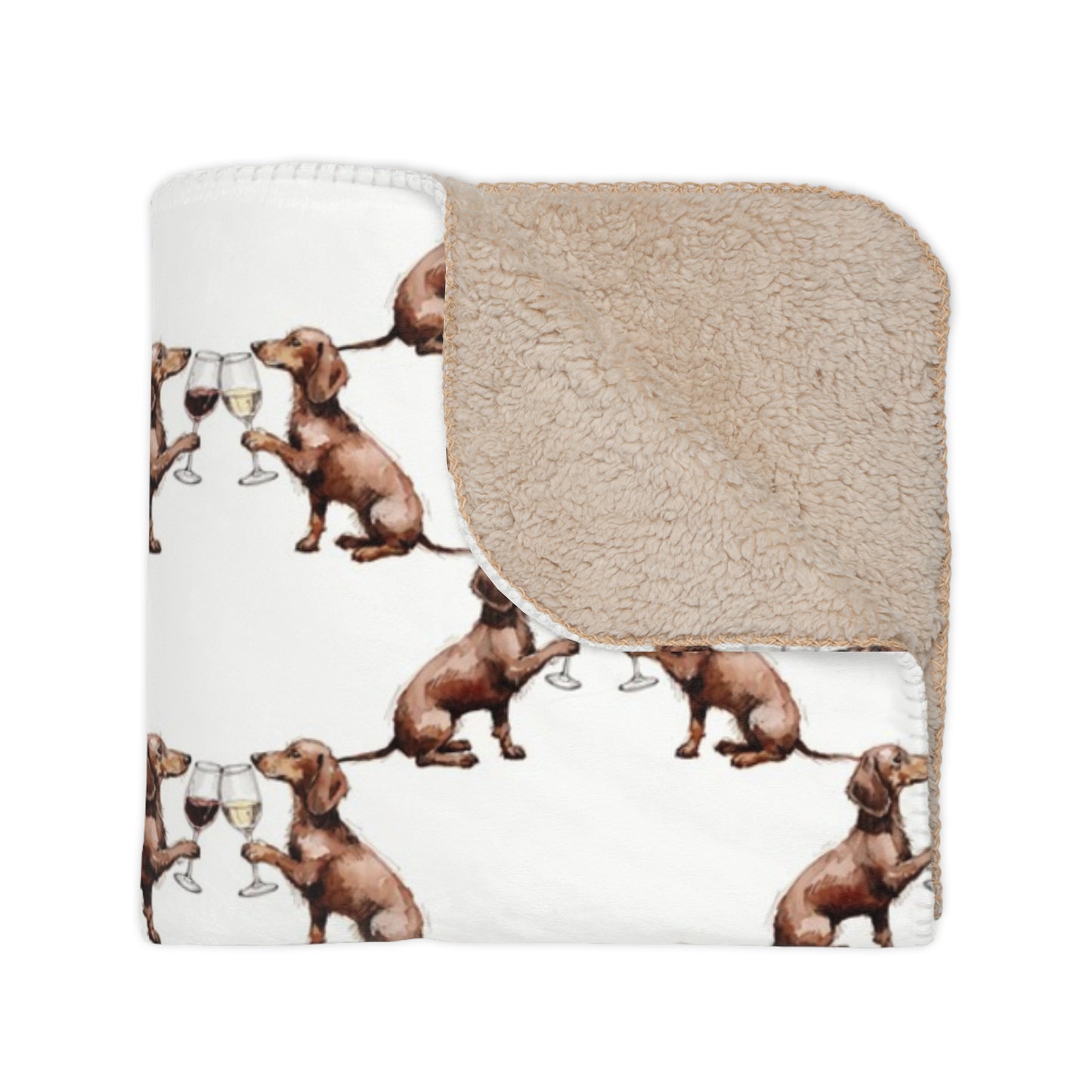 Happy Hour Dachshund Sherpa Blanket