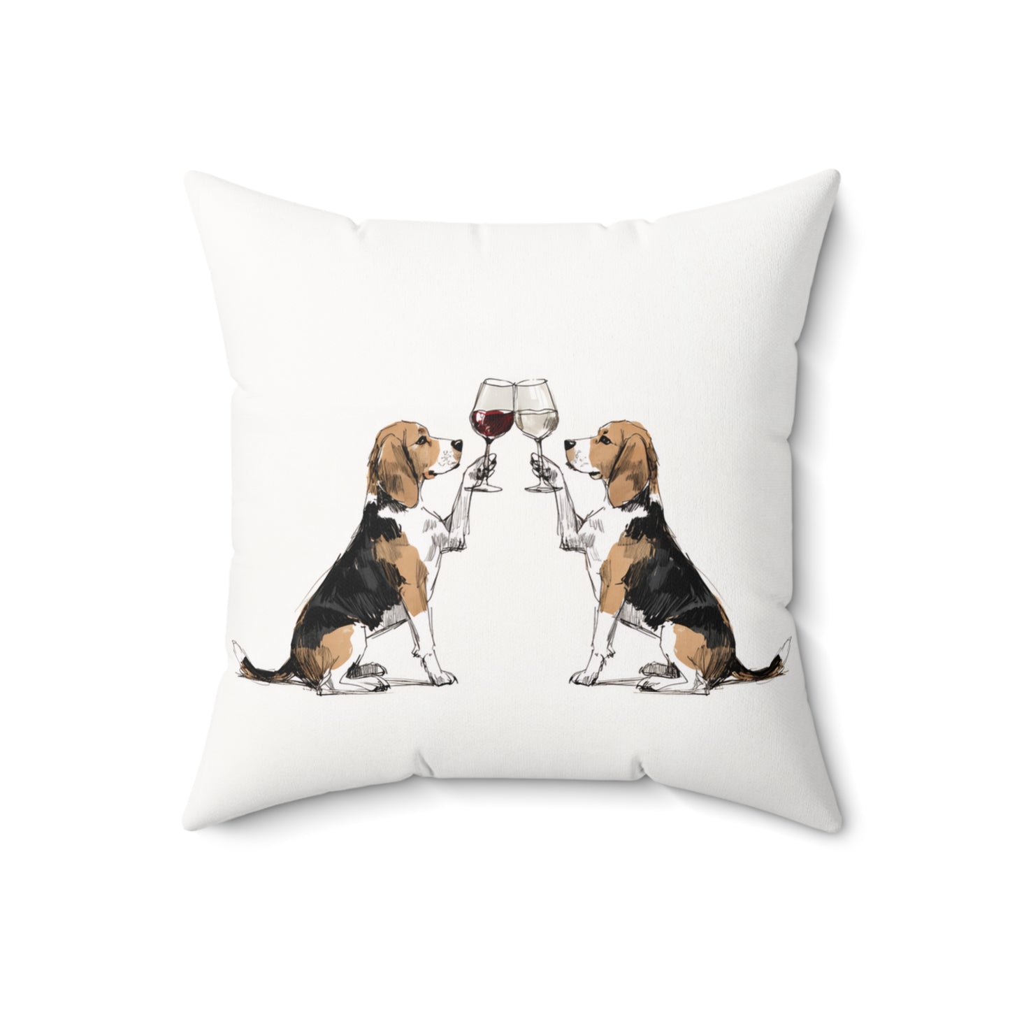 Happy Hour Beagle Throw Pillow