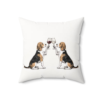 Happy Hour Beagle Throw Pillow