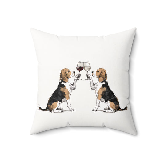 Happy Hour Beagle Throw Pillow