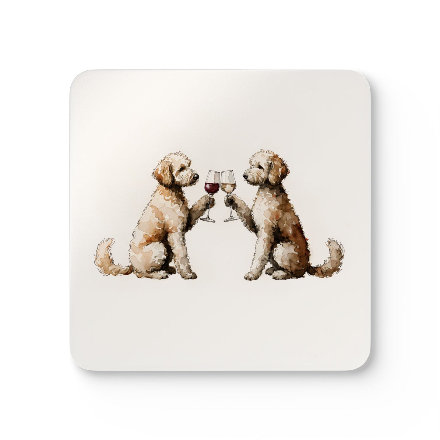 Happy Hour Goldendoodle Coaster Set