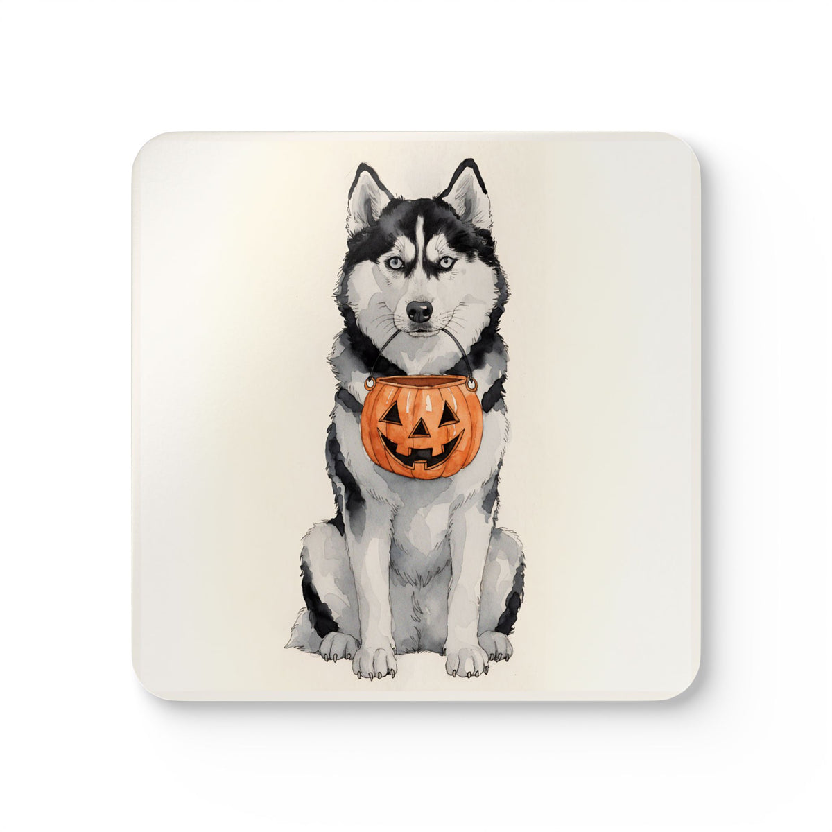 Trick-or-Treat Siberian Husky Coaster Set