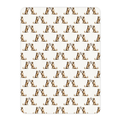 Happy Hour Golden Retriever Sherpa Blanket