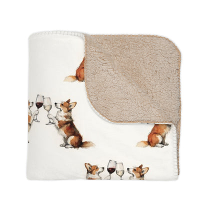 Happy Hour Corgi Sherpa Blanket