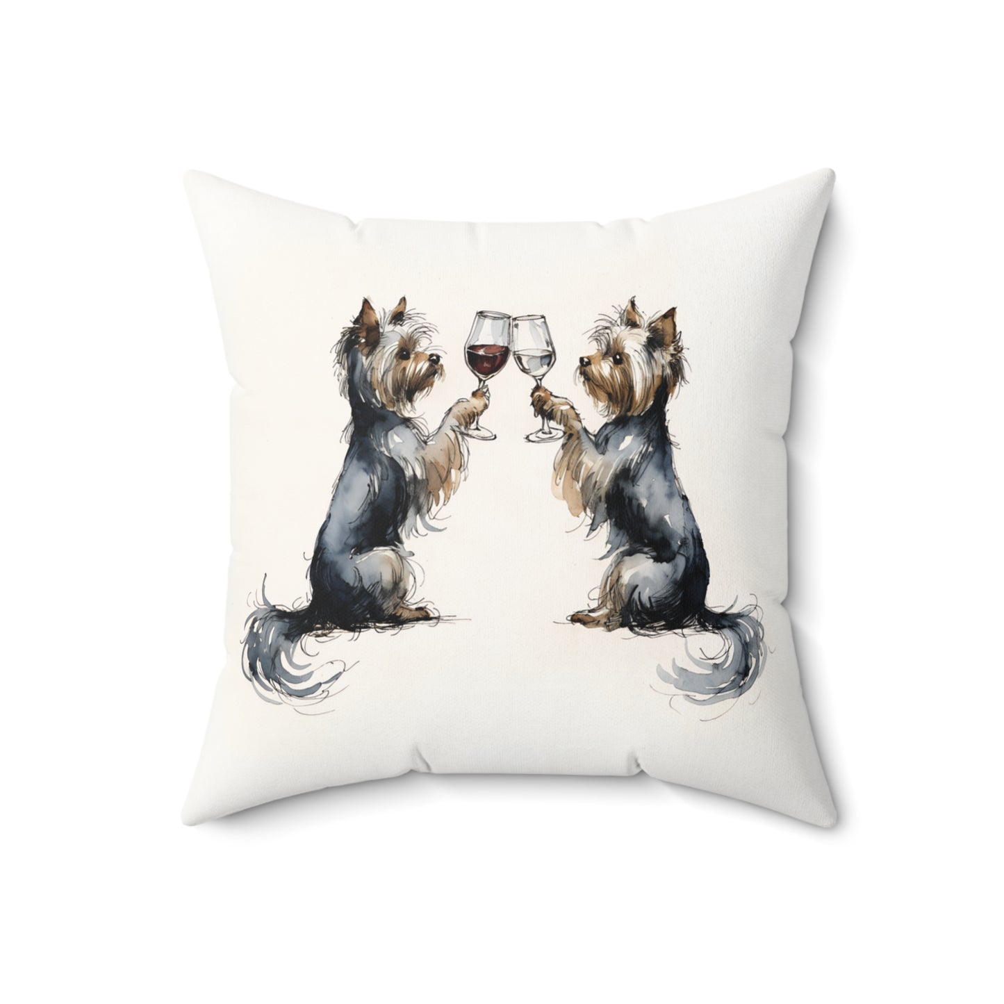 Happy Hour Yorkshire Terrier Throw Pillow