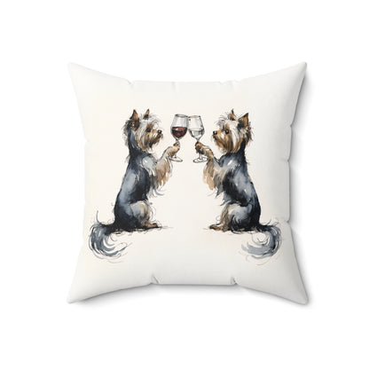Happy Hour Yorkshire Terrier Throw Pillow