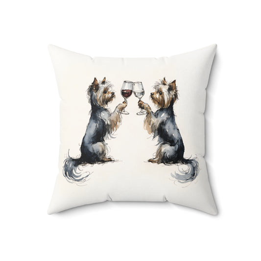 Happy Hour Yorkshire Terrier Throw Pillow
