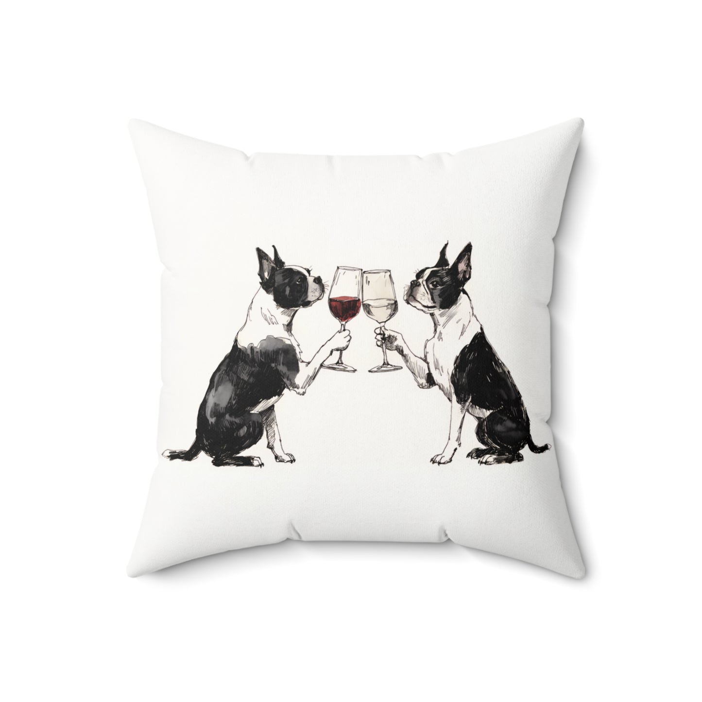 Happy Hour Boston Terrier Throw Pillow