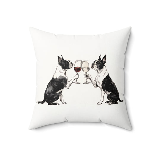 Happy Hour Boston Terrier Throw Pillow