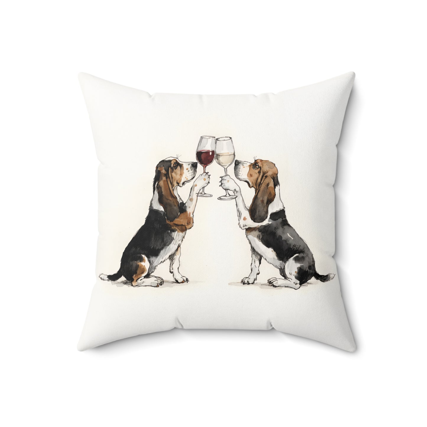 Happy Hour Basset Hound Throw Pillow