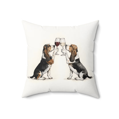 Happy Hour Basset Hound Throw Pillow