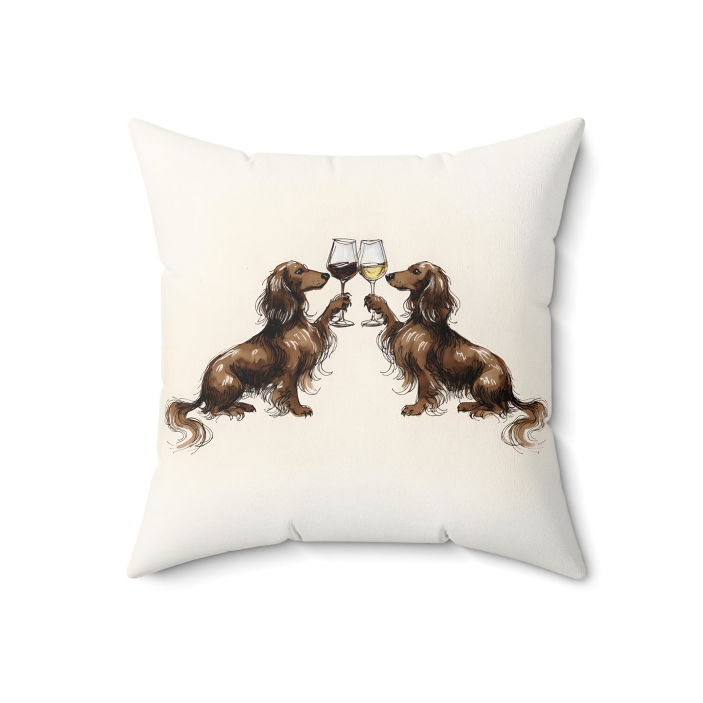 Happy Hour Long-Haired Dachshund Throw Pillow