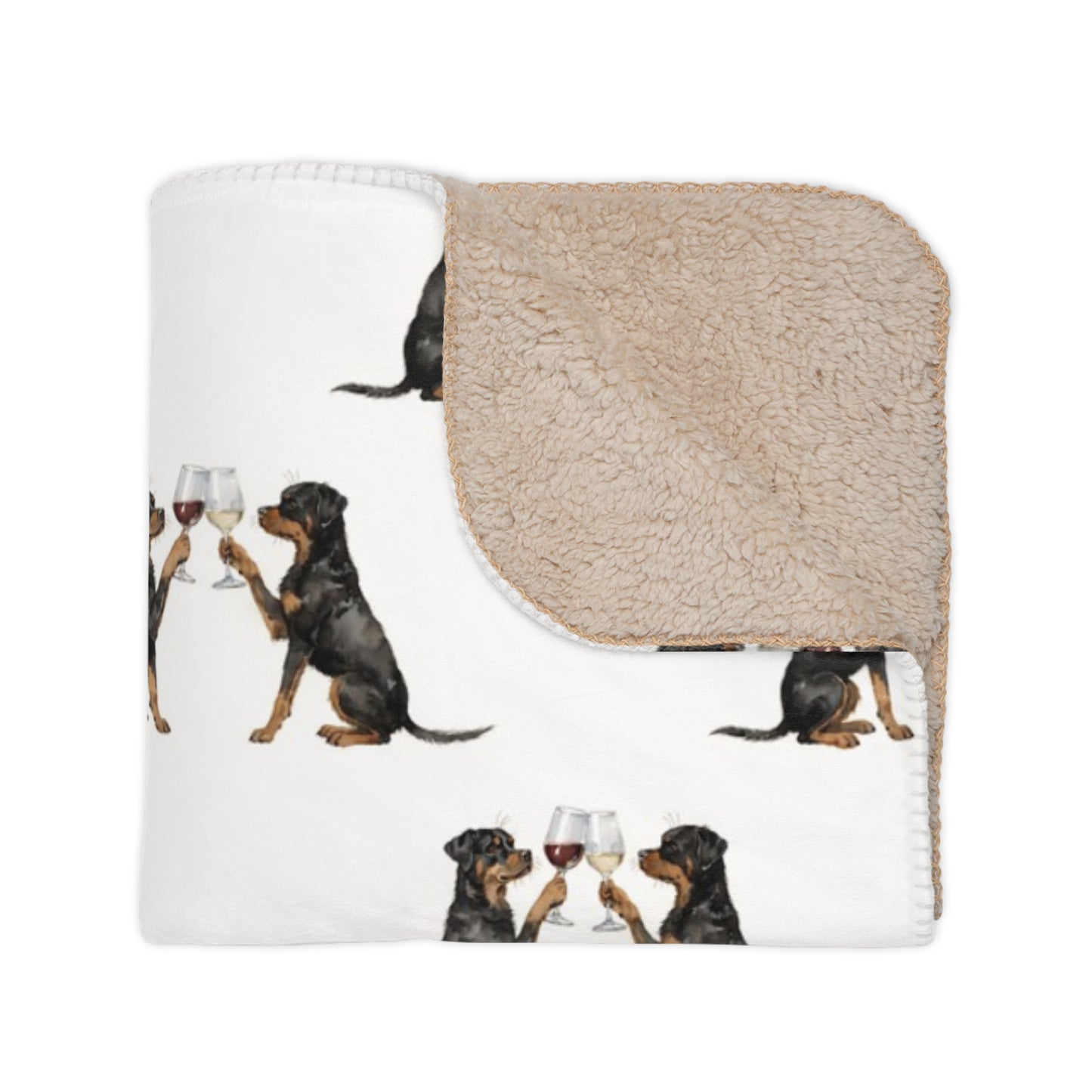 Happy Hour Rottweiler Sherpa Blanket