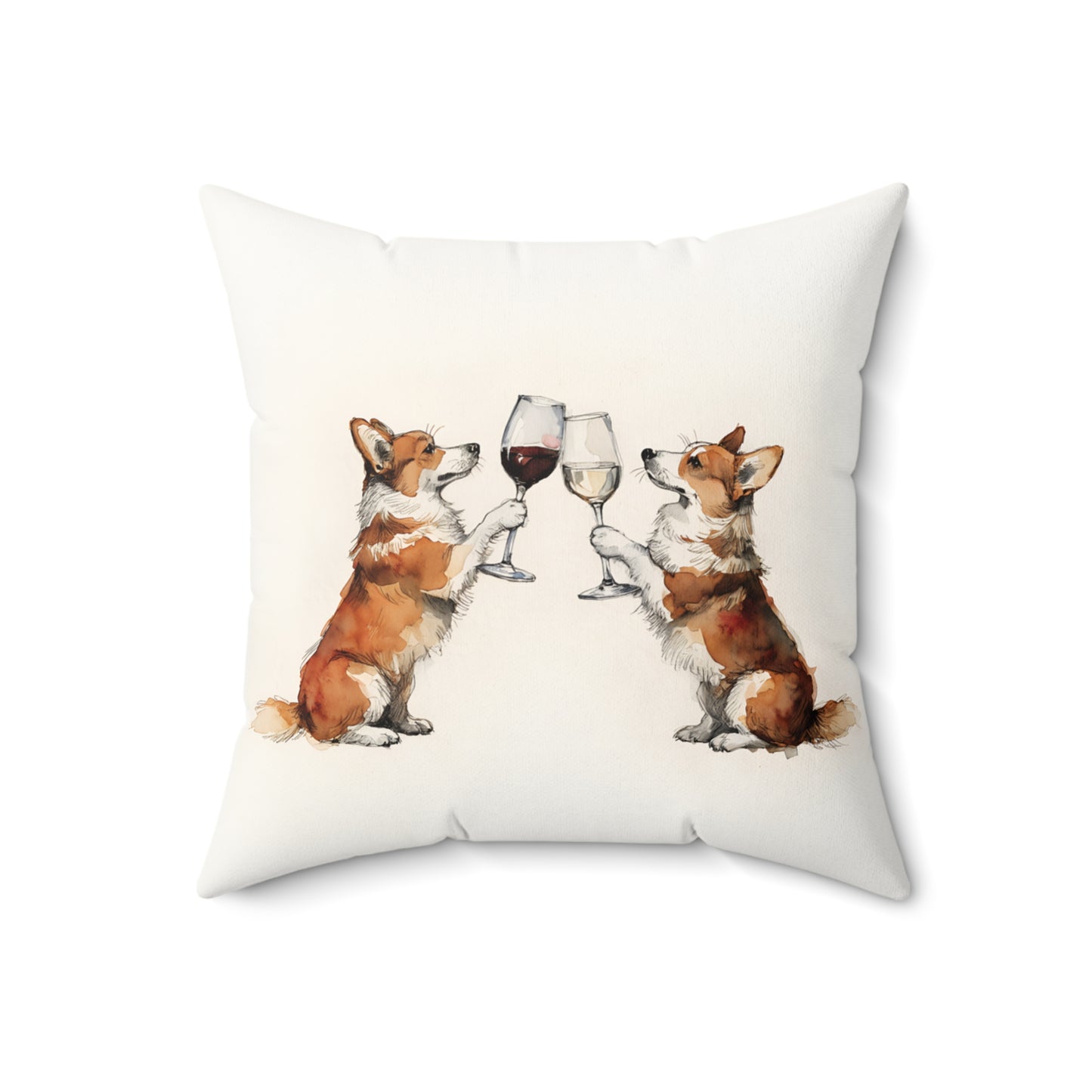 Happy Hour Corgi Throw Pillow
