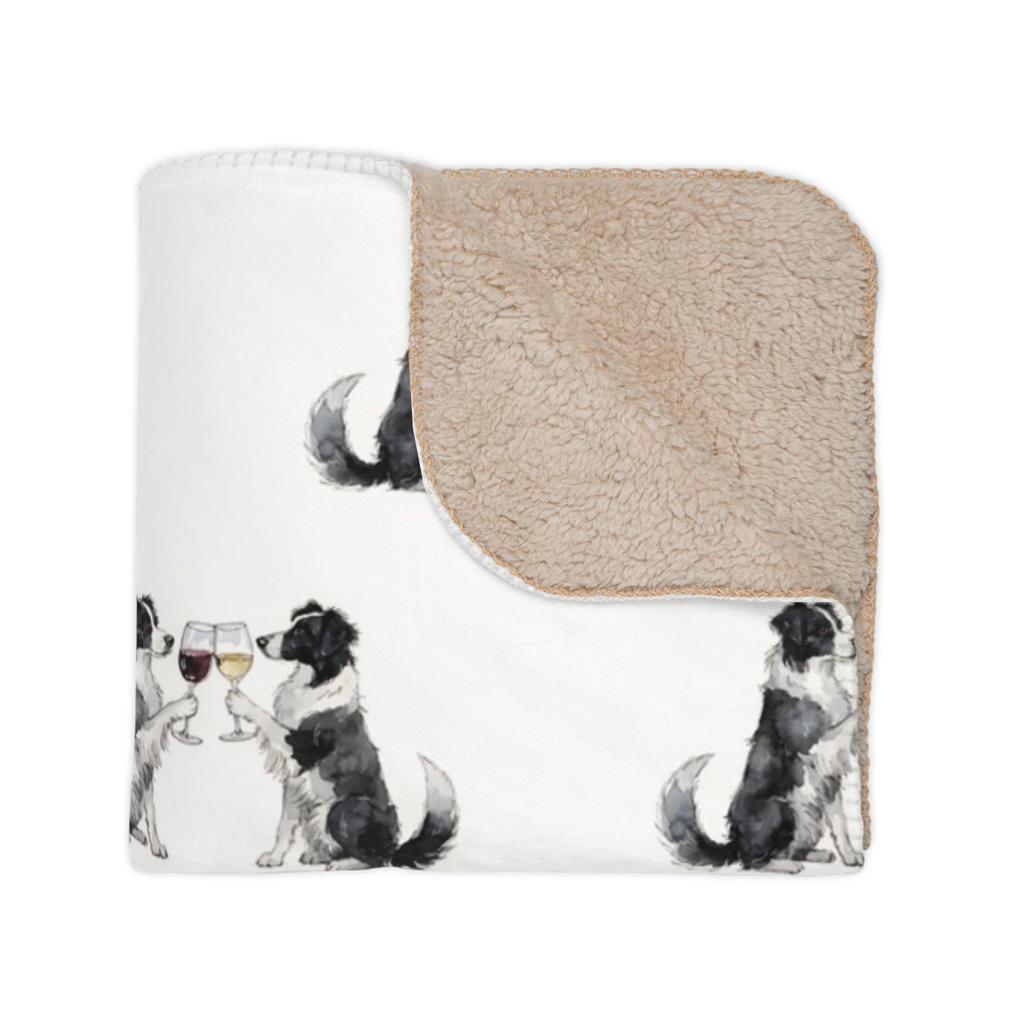 Happy Hour Border Collie Sherpa Blanket