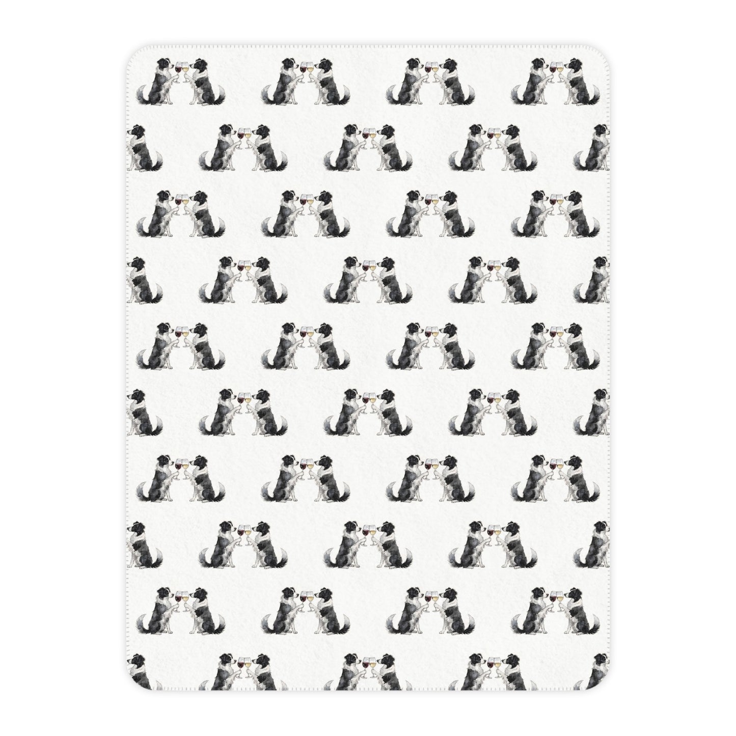 Happy Hour Border Collie Sherpa Blanket
