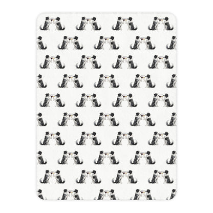 Happy Hour Border Collie Sherpa Blanket