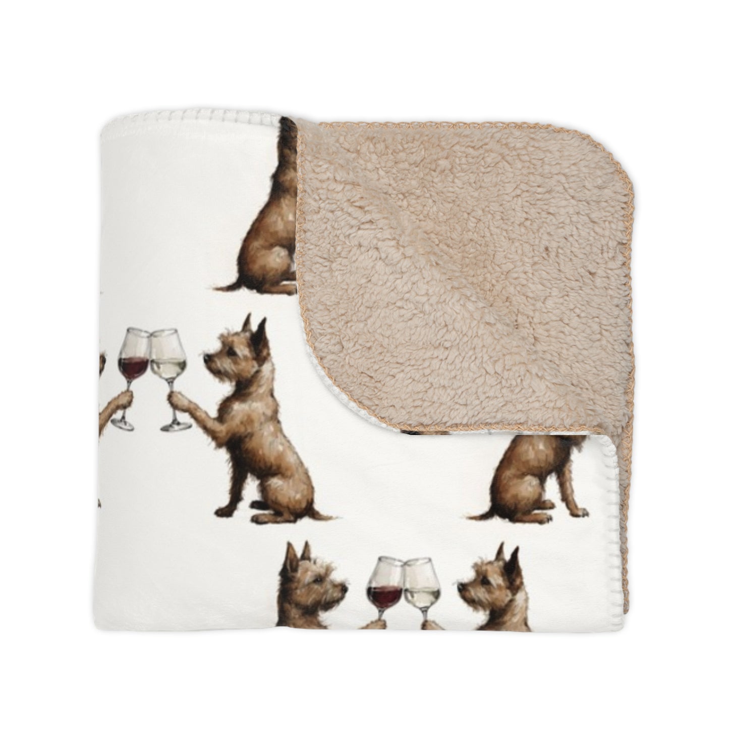 Happy Hour Norwich Terrier Sherpa Blanket