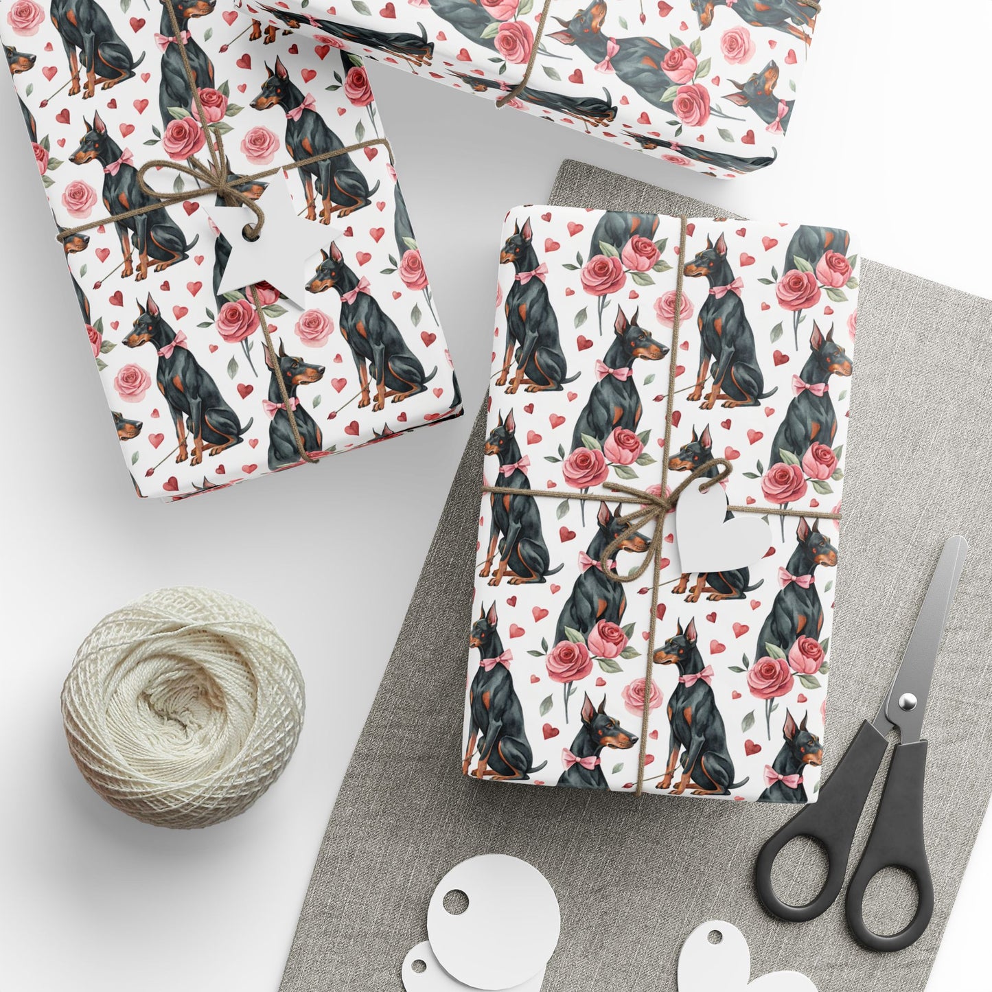 Doberman Pinscher Valentine's Day Wrapping Paper