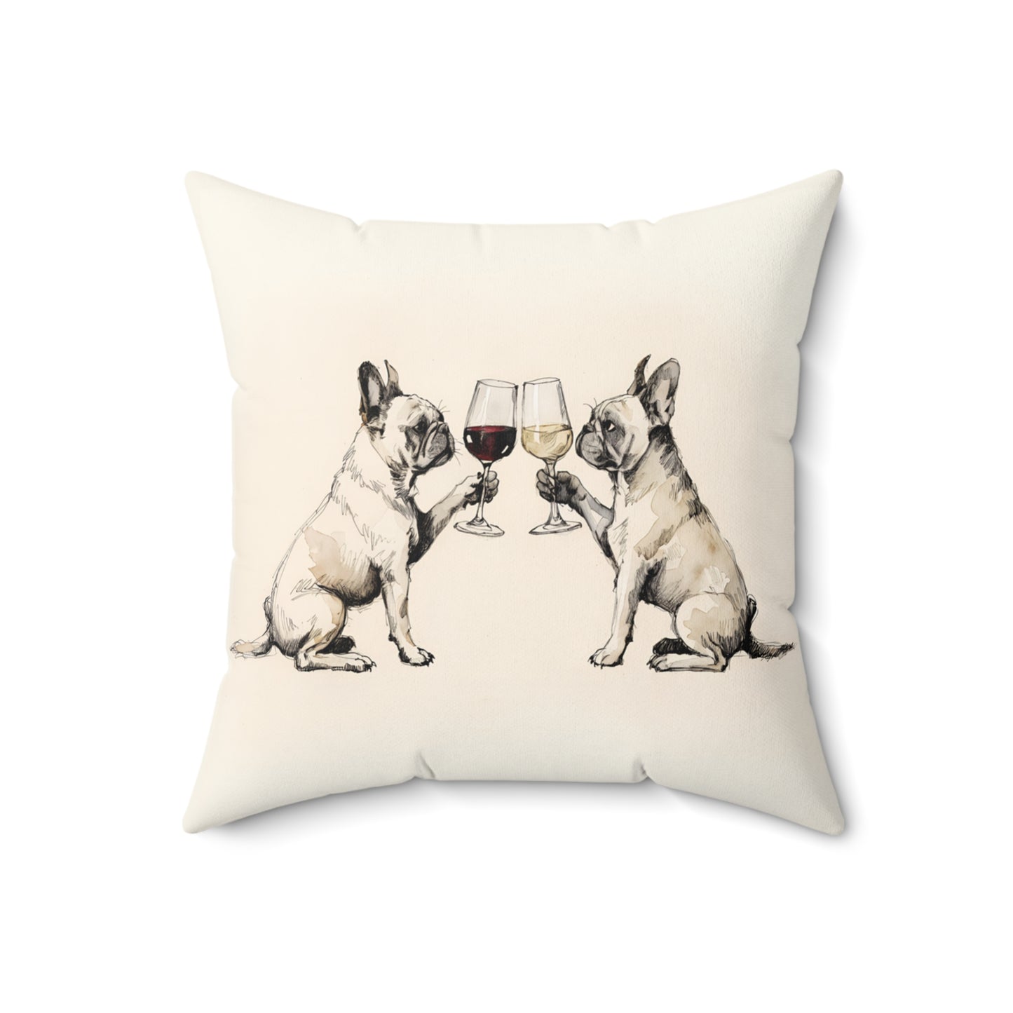 Happy Hour French Bulldog Throw Pillow