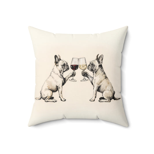 Happy Hour French Bulldog Throw Pillow