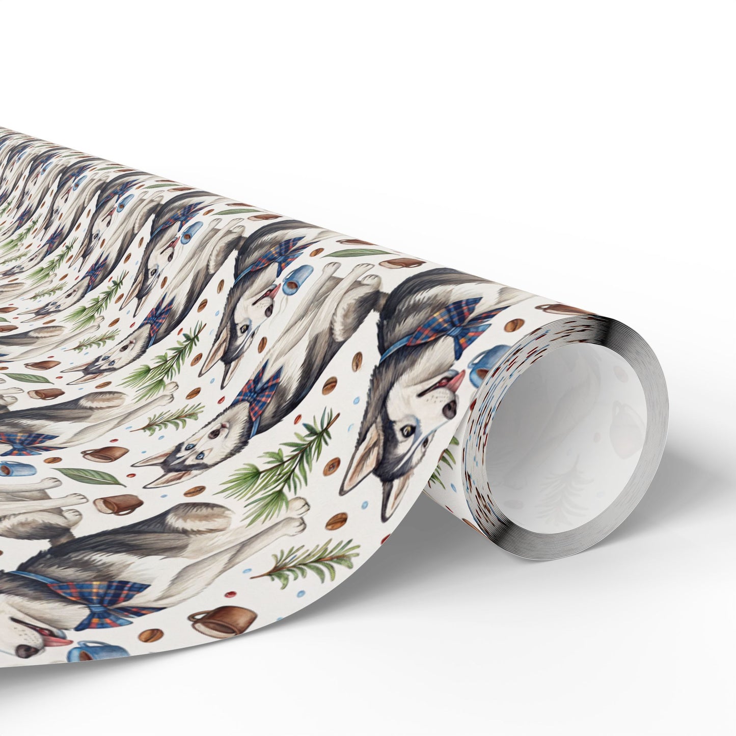 Dapper Husky Wrapping Paper with Cozy Winter Accents