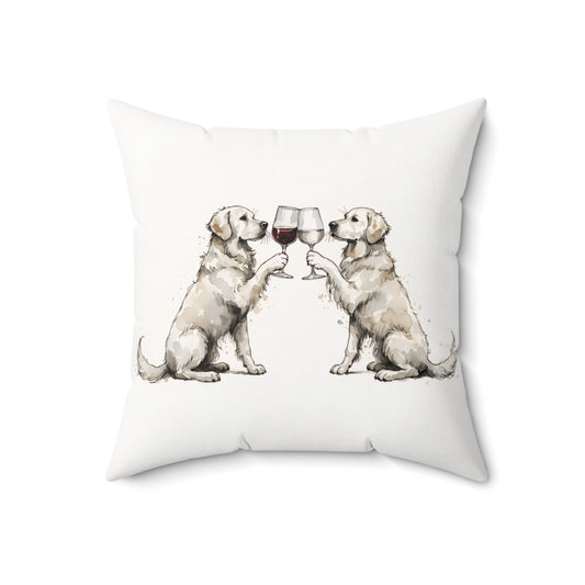 Happy Hour English Cream Golden Retriever Throw Pillow