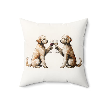 Happy Hour Goldendoodle Throw Pillow