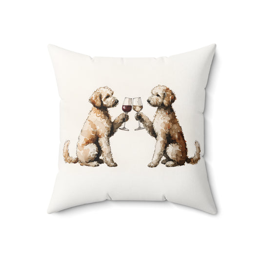Happy Hour Goldendoodle Throw Pillow