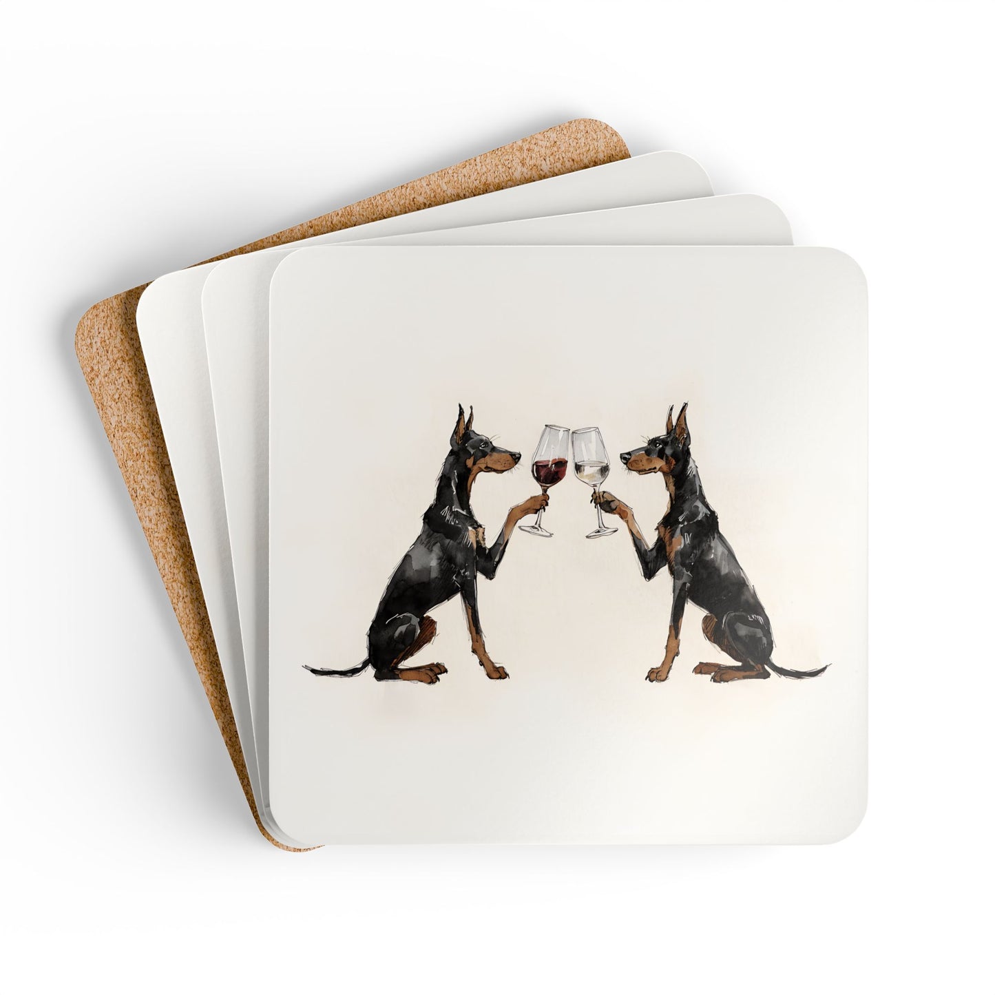 Happy Hour Doberman Coaster Set