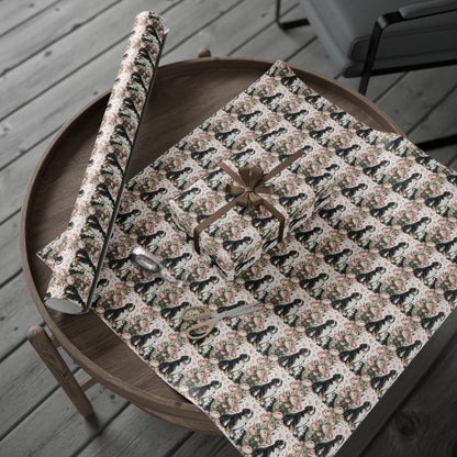 Bernese Mountain Dog Floral Wrapping Paper